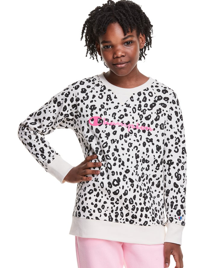 Sudadera Champion Niña - Fleece Raglan Leopard Print ( Negras/Blancas ) 5104289-SH